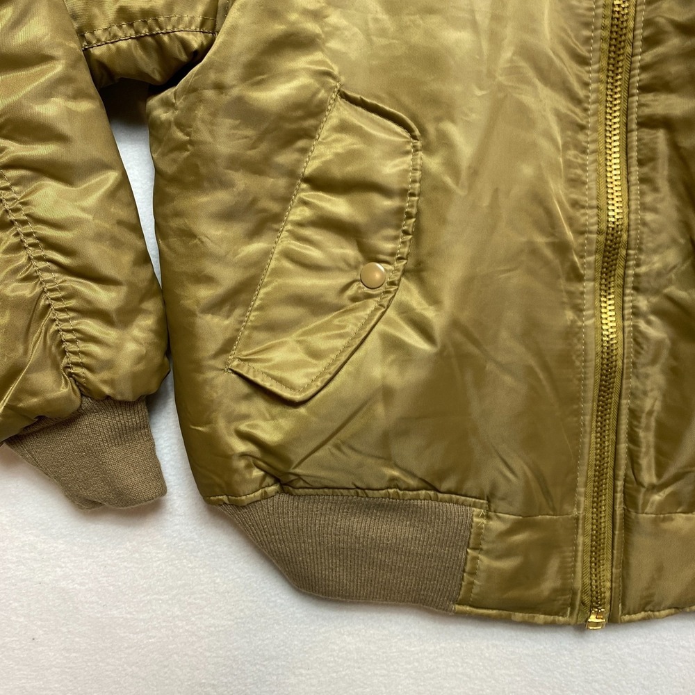 MA-1 Air Force Military Flight Jacket Mens Small Green Full Zip Orange Lining - Picture 4 of 13